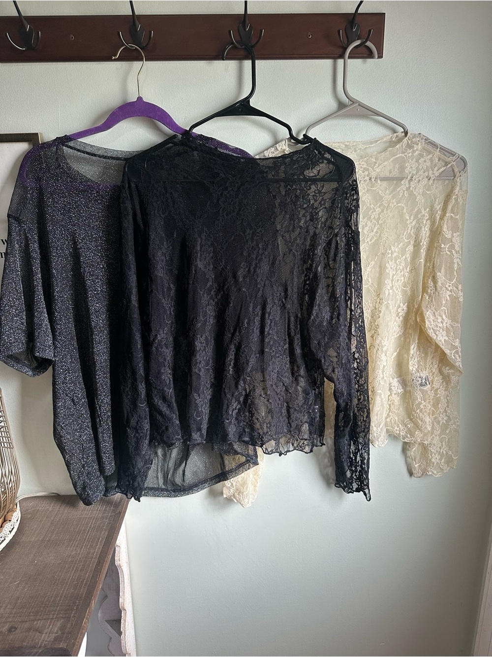Black Lace Long-Sleeve Sheer Top - Women's Fashion